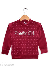 TINI MINI Kids printed velvet round neck sweatshirt with long sleeves, India origin, 4-5 years size