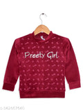 Velvet printed round neck sweatshirt for kids, 4-5 years size, India origin