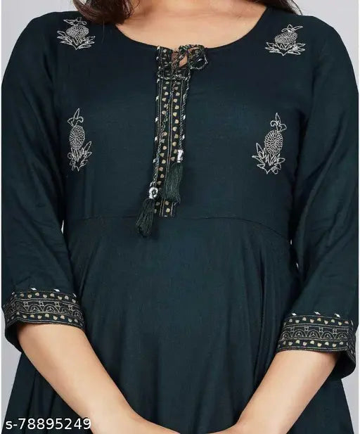 Rayon Anarkali gown for women & girls, vibrant printed design, three-quarter sleeves
