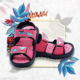 Limited Edition Navy Blue/Pink Green Comfort kids sandals, patent leather sole, velcro fastening - Lecosta Awesome design for hiking in 12-18M to 4Y sizes, made in India
