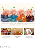 Multicolor resin Buddha monk statues set of 4, intricately handcrafted for home decor or gift-giving