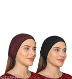 Cotton canvas Hijab Cap Pack (2pc), trendy solid-colored Islamic tube bonnet from India