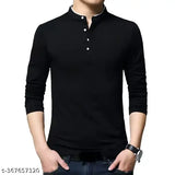 Cotton blend refinado fashion solid t-shirt in long sleeves, comfortable fit for men