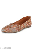 Synthetic printed Ballerinas - Brown woman belly, comfortable and fashionable with close toe pattern, made in India (IND-4, IND-5, IND-6, IND-7, IND-8)