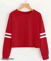 Women's long-sleeved pollycotton crop top, solid color, size L/XL (bust: 38in/40in), made in India