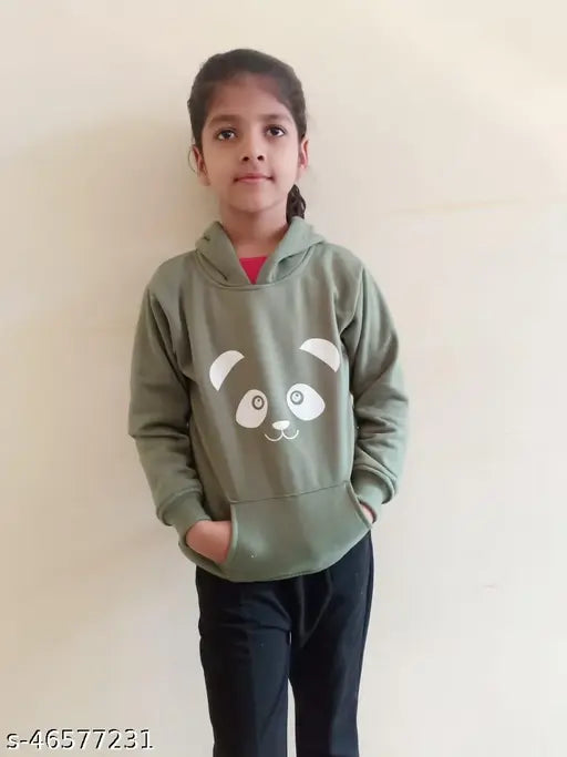 Wool self-design sweatshirt for girls, agile and stylish, 1-11 years sizes available