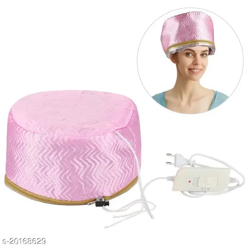 Warm pink women's thermal hair spa cap (Others), one size, made in India (no water required)