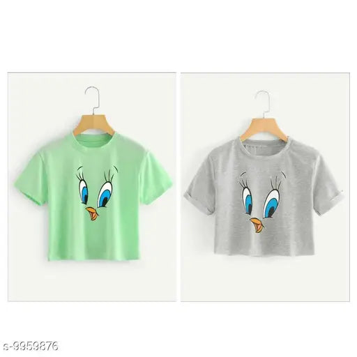 Stylish cotton short-sleeve printed T-shirts for women, India-made wardrobe essential