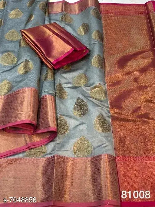 Banarasi silk saree, free size, zari woven pattern, India