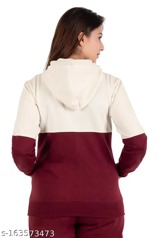 Colorblocked fleece women's jacket, modern design in comfy blended cotton, YHA quality