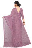 Embellished net Rasal saree 310 with matching running blouse, Indian bridal wear on display stand