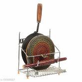 4-in-1, free size Kariox stainless steel kitchen stand: Chakla Belan, Tawa, Rolling Pin Holder - RustFree, Indian-made