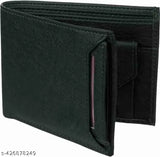 Black faux leather men's wallet with 8 card slots, classy design, and 3 compartments. Durable and perfect gifting option, originating from India