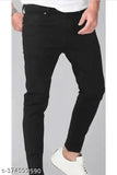 Men's basic black denim jeans - solid fit, dyed/washed, sizes 28, 30, 32, made in India