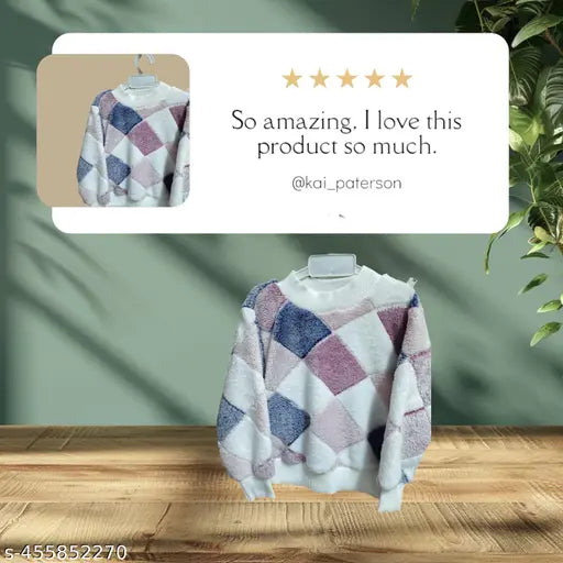 Wool colorblocked sweater for 7-8 years, ideal for winter parties and casual outings. Round neck design, long sleeves keep child warm in cold wind. Made in India