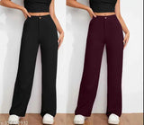 Cotton blend solid net trousers for women, urbane sensational pants in two sizes - 26, 28, 30, 32, 34 (India)