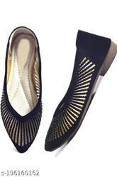 Black synthetic leather ballerinas from UK Collection - attractive, new design, fashionable women's or girls bellies slip-on style, solid pattern, sizes: IND-3 to IND-9. Made in India