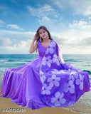 Women's Georgette Floral Printed Anarkali Kurta Set with Dupatta, premium lightweight fabric for festive occasions