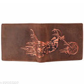 Brown, genuine leather HIDE LIKE RFID blocking wallet for men, features 5 compartments and printed pattern. Hand-stitched for durability and timeless style