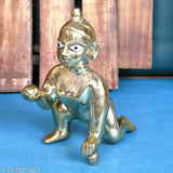 Brass Krishna Idol: 3inch Baby Laddu Gopal Statue - Handcrafted Premium Quality Brass from India