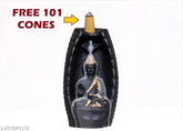 Polyresin Buddha statue with 101 backflow cones, perfect for home or bedroom decoration, Indian craftsmanship