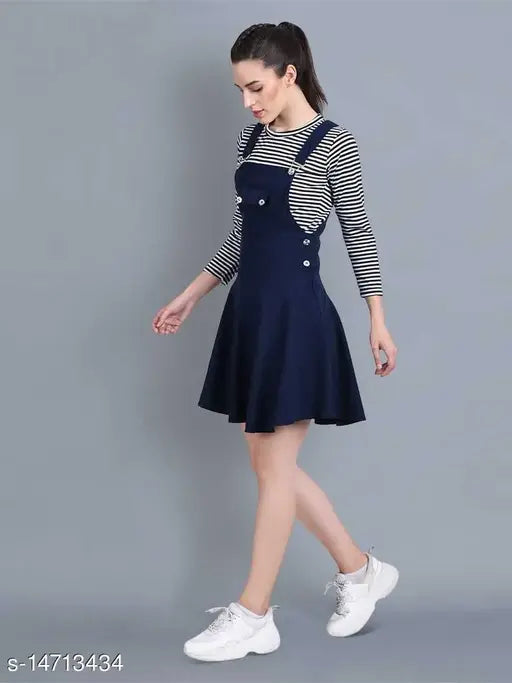 Cotton blend solid dungaree jumpsuit, trendy fashionable for women, three-quarter sleeves, size M (bust 34in, length 37in, waist 30in), made in India