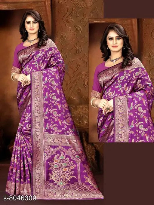 Trendy Banarasi Art Silk saree, soft silk blend with zari woven pattern, India origin
