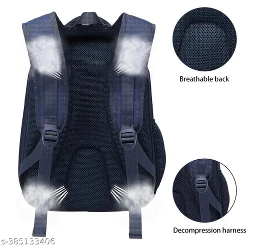 Polyester blue dino skeleton school backpack (Class 1-8), spacious and functional for everyday use
