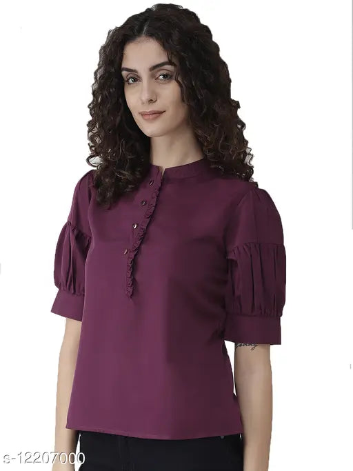 Aubergine solid top, women's Style Quotient from India, comfortable and stylish fashion wear