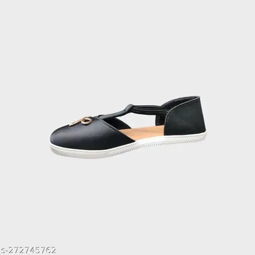 Black synthetic ballerinas by Bally Foot - contemporary design for women's stylish latest shoe fashion