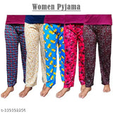 Multicolor women's maxi cotton-blend pyjama pant pack of 5 in sizes S, M, L originating from India