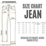 Light Blue Denim Baggy Cargo Jeans for Men - Six pockets, durable and stylish, ideal for everyday wear or rugged activities. (13.5 oz knitted fabric, size 28/30, country of origin: India)