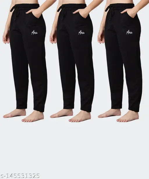 Multicolor pack of 3 Fit N Fame cotton blend pyjama night dresses for women and girls, featuring drawstring closure and pockets. Ideal for gym, yoga, cycling, casual wear, and nightwear