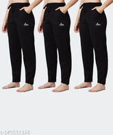 Multicolor pack of 3 cotton blend pyjamas for women and girls, perfect for lounge wear and sporty activities