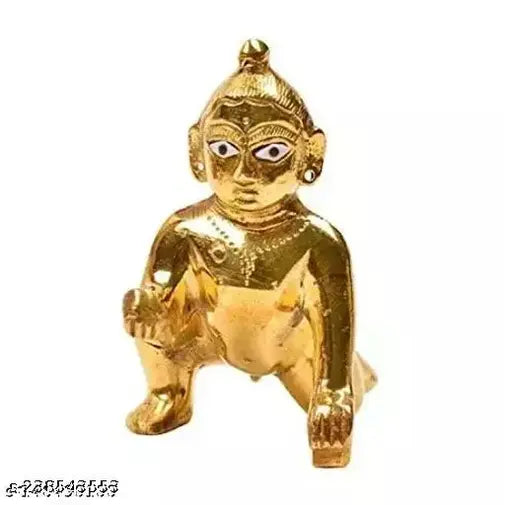 Certified brass Peetal Murti Bal Gopal Idol, intricate Krishna figurine for pooja room or home decor