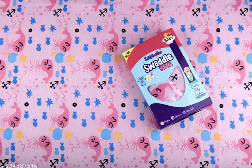 Pink organic cotton flannel swaddle blanket 90cm x 90cm (LazyToddler)