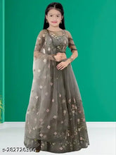 Embroidered satin net kids' lehenga choli & crop top, vibrant Indian ethnic wear for girls (3-9 years)