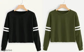 Classic cotton blend sweatshirt for women, solid color, long sleeves, perfect for casual wear