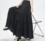 Stylish and attractive black rayon skirt for women and girls - solid net design, self-designed, fashionable and relaxable