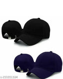 Trendy cotton baseball caps in solid colors for both kids and adults, pack of 2 from India