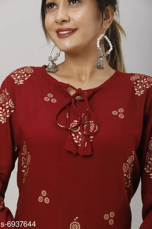 Rayon printed women's kurta with sharara, vibrant Indian fashion in XXXL