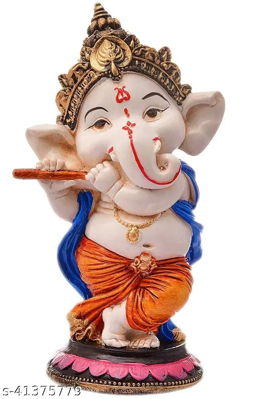 Handcrafted poly resin Ganesha statue for pooja room, home office, meditation or car dashboard. Perfect gift for every occasion, 10cm x 12cm x 10cm showpiece. Made in India