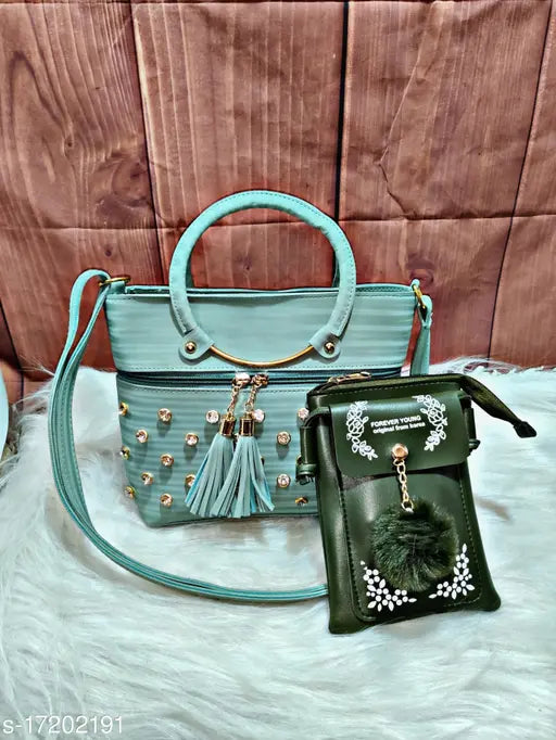 PU two-compartment nouf sling bag, solid pattern, free size from India