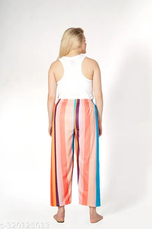 Printed maxi polyester payjama for women, vibrant digital design, perfect relaxation wear - India