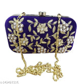 Handmade fabric beaded clutch box purse for women, embroidered net pattern, free size (L7in x W4in), India-origin casual/party accessory