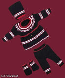 New born baby woolen striped pyjama set with cap and socks, warm and cozy handcrafted wool garment