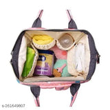 Pink polyester unicorn diaper backpack, waterproof and eco-friendly maternity bag with functional pockets for baby care essentials