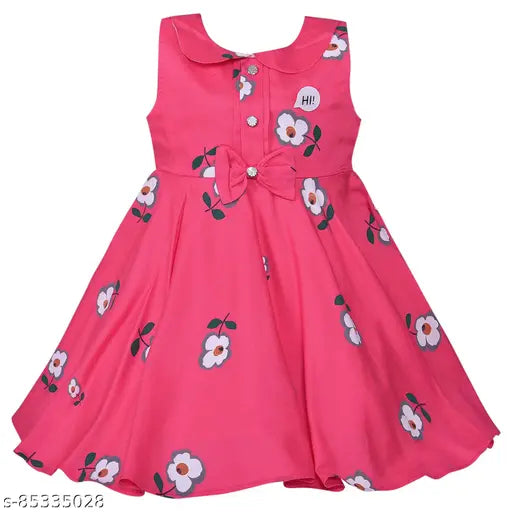 Pink cotton frock dress, sleeveless for girls (3-6 Months), Indian handcrafted silver kraft design