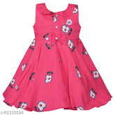 Pink cotton frock dress, sleeveless for girls (3-6 Months), Indian handcrafted silver kraft design