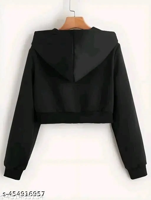 White cotton crop zipper hood, long sleeves, solid design for kids aged 9-16 years, India origin